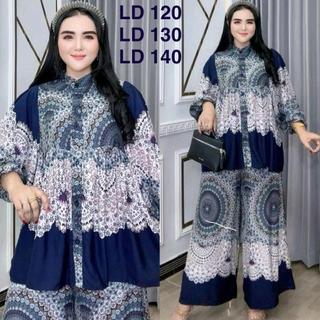 Laura Setelan Rayon Motif Kekinian LD 120 130 140 Setelan Rayon Super Jumbo