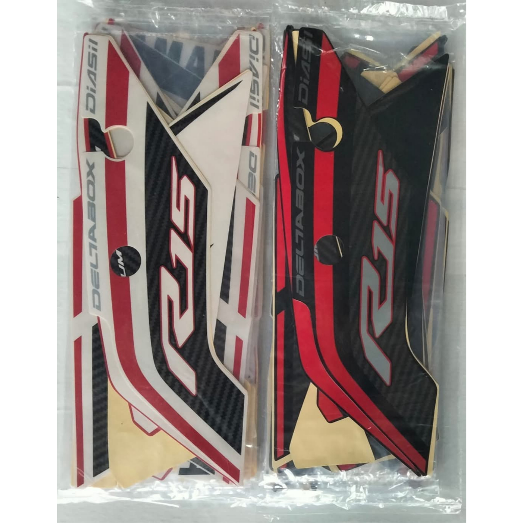 HONDA R15 2015 BLACK-WHITE STRIPING STICKER FULL STANDARD R15 2015 MOTORCYCLE BODY STRIP STICKER