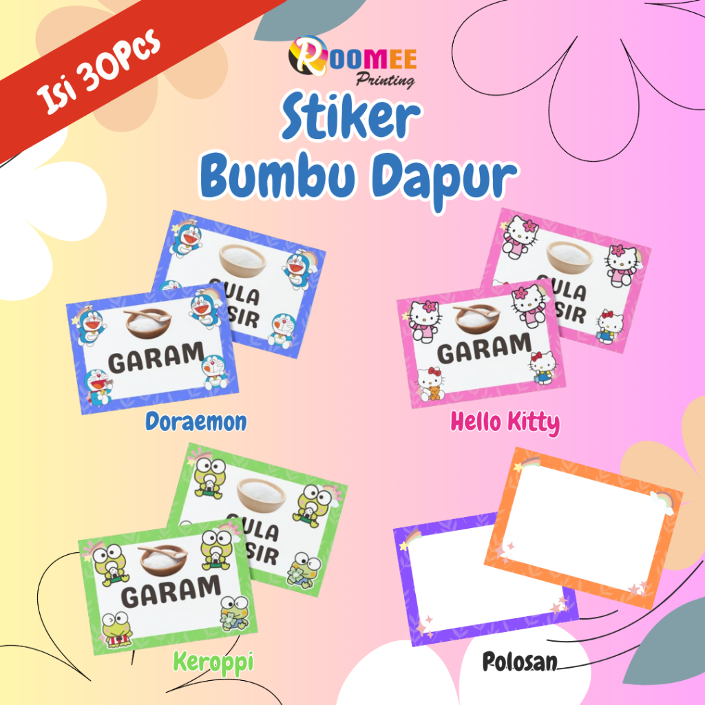 (30 ชิ้น) CHARACTER KITCHEN SPICE STICKERS สําหรับ JARS / UNIQUE SPICE STICKERS / KITCHEN LABEL