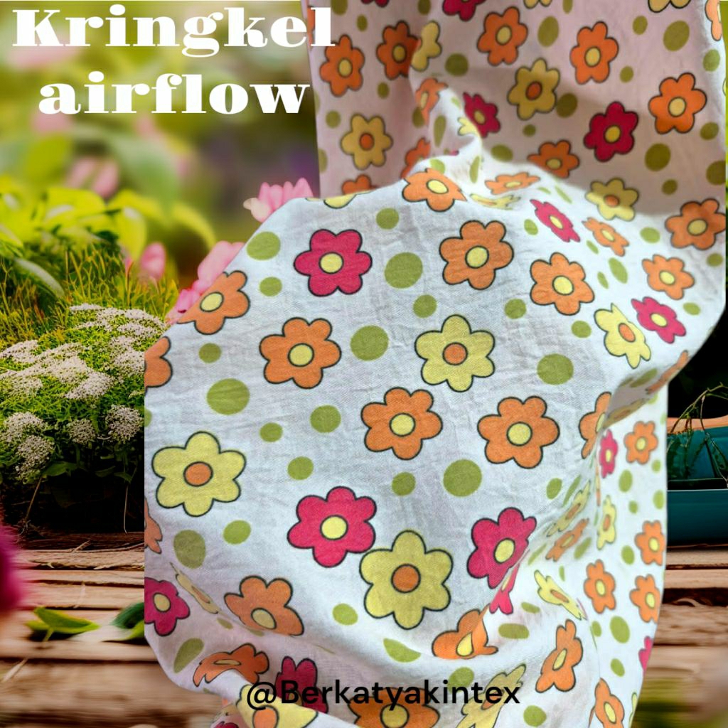 PREMIUM FLOWER MOTIF KRINGKEL FABRIC - ผ้า MOTIF MUSLIN - ราคาผ้าดอกไม้/0.5M