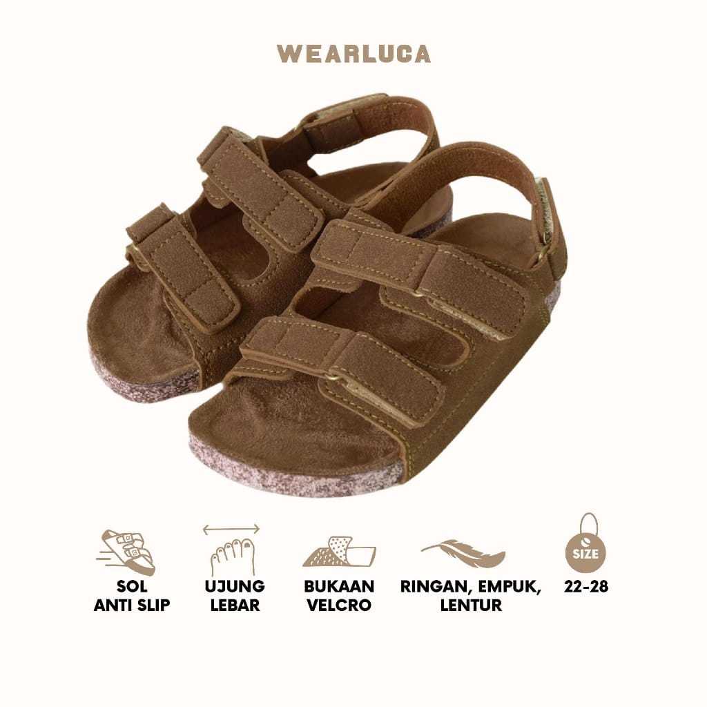 Wearluca Toby Pretzel Brown - รองเท้าแตะเด็กผู้ชายกันลื่น