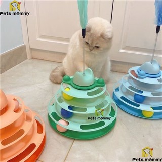 Fast Delivery/Menara mainan kucing interaktif dengan jalur bola 3 tingkat Set meja putar kucing peliharaan