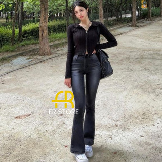 Highwaist Cutbray Jeans Retro Wanita-Celana Jeans Cutbray Wanita Model Retro Korea Terbaru
