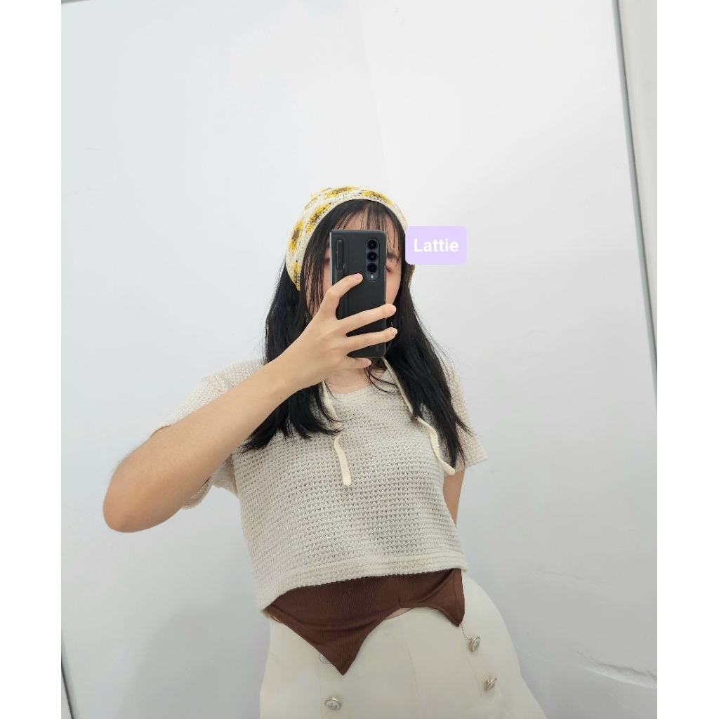 KNITTED BANDANA/CUTE BANDANA/Y2K FASHION/Y2K BANDANA/FLOWER HEADBAND/FLOWER BANDANA/CUTE KNITTED BAN