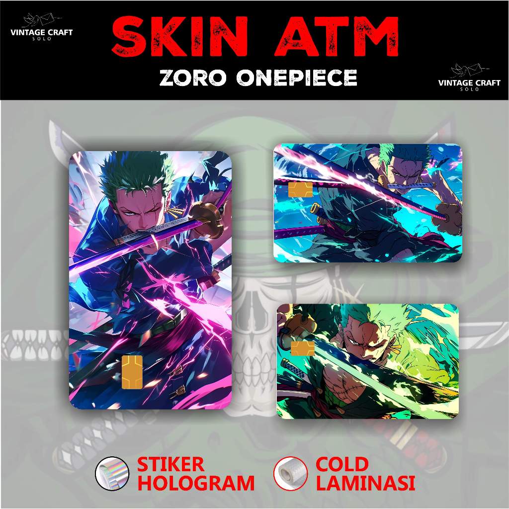 Onepiece Roronoa Zoro โฮโลแกรมอะนิเมะ atm สติ๊กเกอร์การ์ดผิว