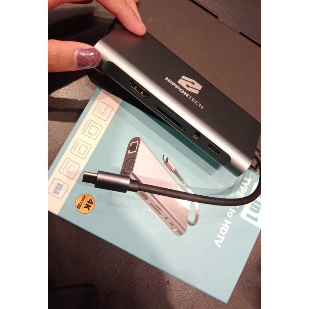 Nippontech nippon tech usb hub 11IN1 USB TYPE-C TO LAN CABLE RJ45/HDMI/VGA/PD/USB3.0x2/USB2.0x2/AUDI