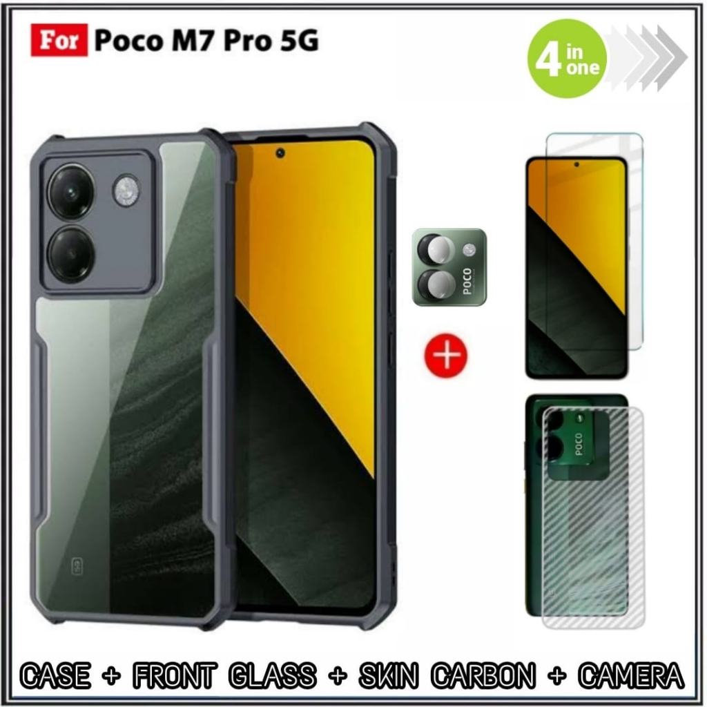 4in1 Case Package Poco M7 Pro 5G SoftCasing Cover + กระจกนิรภัย Mondi Store