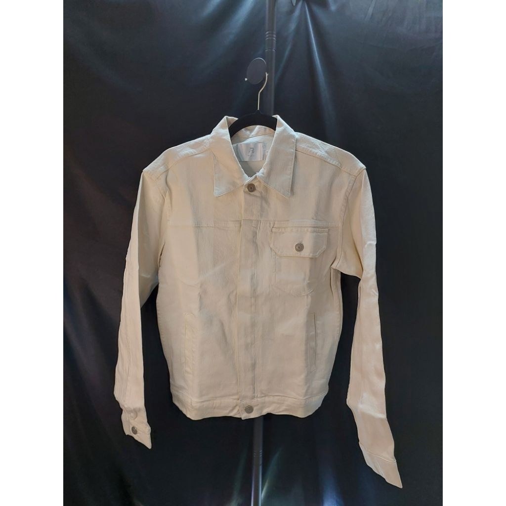 243 R Studio เสื้อแจ็คเก็ตยีนส์เกาหลีสีขาว
