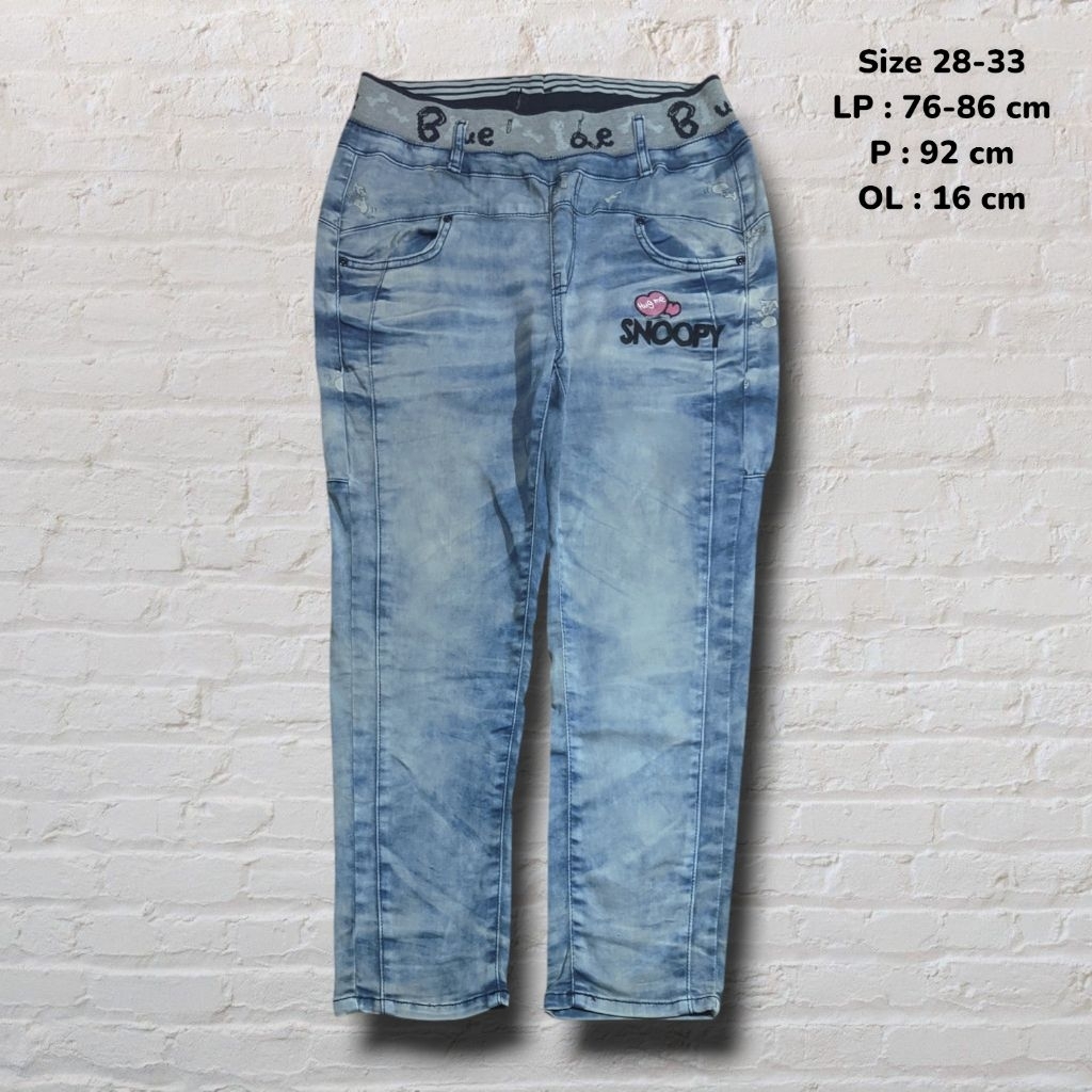 ไซส์ 28-33 กางเกงขายาวกางเกงยีนส์ Snoopy Blue Washed Ivory Regular fit Second Preloved CJ900
