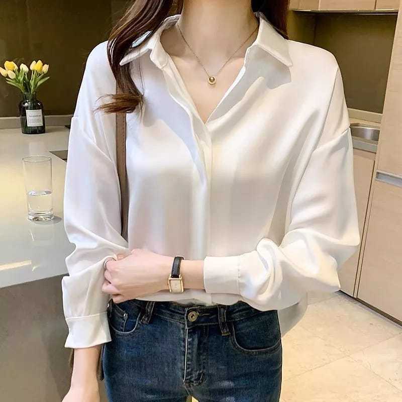 เสื้อเชิ้ตผู้หญิง KEMEJA SHAKILA PLAIN เสื้อเชิ้ตทํางานผู้หญิง