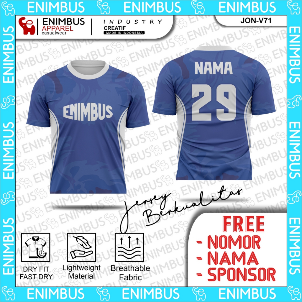 ENIMBUS Streetwear Jersey - Dryfit Sublim Football Futsal Badminton Tennis Sporty Shirt JON-V71