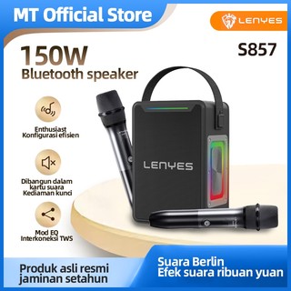 LENYES S857 150W KTV Wireless Speaker + Microphone Karaoke Bluetooth 5.3 Portable RGB Light DSP High Power TWS / Suara Kencang