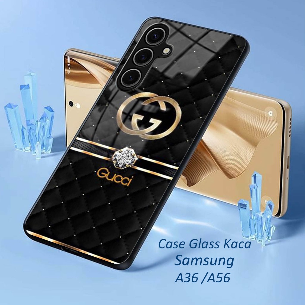 SAMSUNG A56 Glitter Glass Softcase - SAMSUNG A56 HP Casing - SAMSUNG A56 Mobile Phone Protector -A16