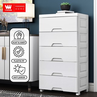 YAWANG Home Lemari Pakaian Plastik 46CM Pakaian Anak Premium 3 4 5 6 Susun Laci Drawer Cabinet