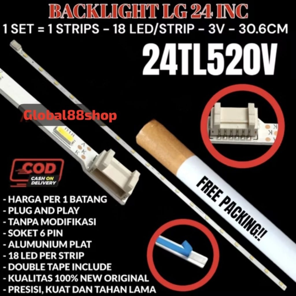 LG 24 INC LED STRIP TV BACKLIGHT 24TL520V 24TL520A 24TL520 BL โคมไฟ 3V 24 นิ้วต้นฉบับ