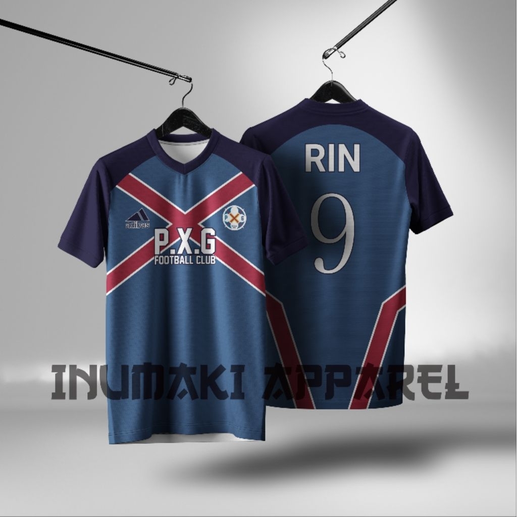 คอสเพลย์ Jersey Anime Blue Lock - PXG (PARIS X GEN) Itoshi Rin Can / ฟรีกีฬาชื่อและหมายเลขด้านหลังแบ