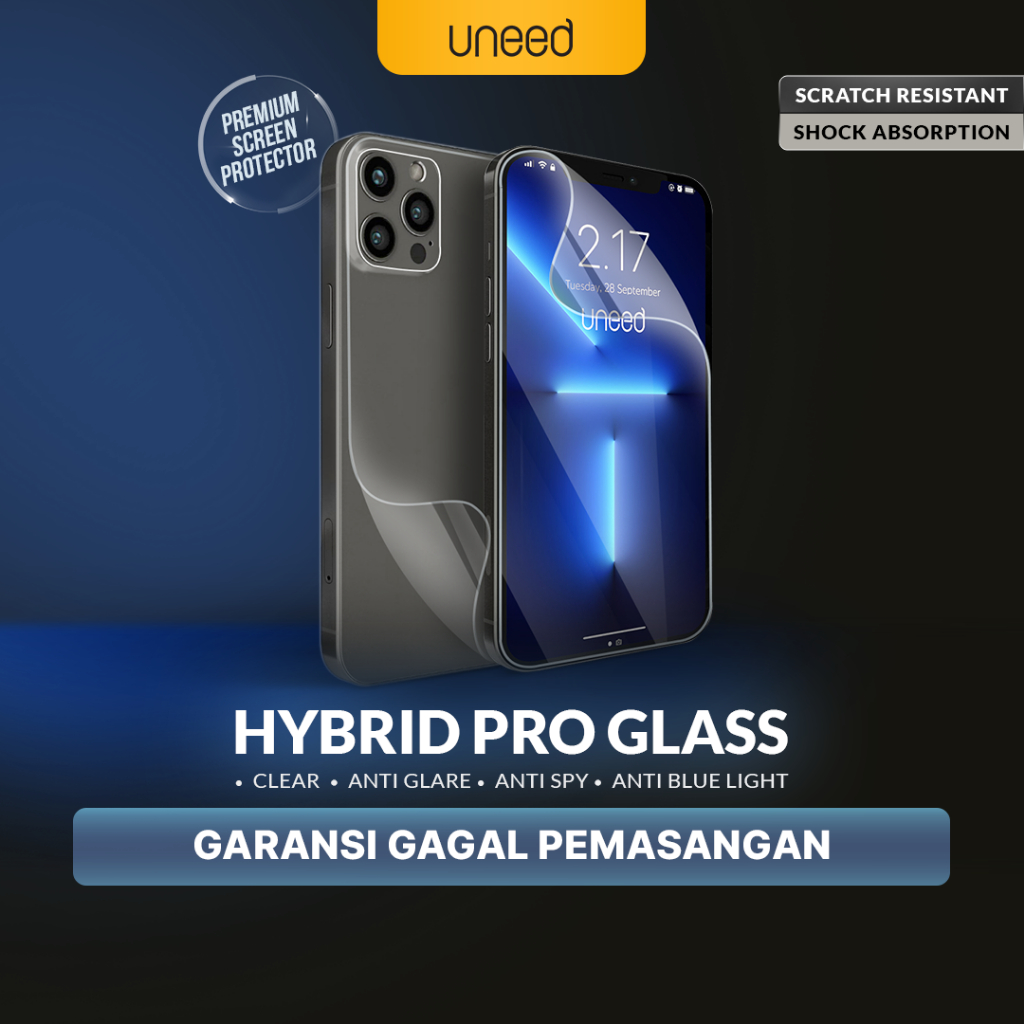 Uneed Hybrid Pro Anti-Break Screen Protector สําหรับโทรศัพท์มือถือคลุมทั้งหมด - ตัวแปรทั้งหมด
