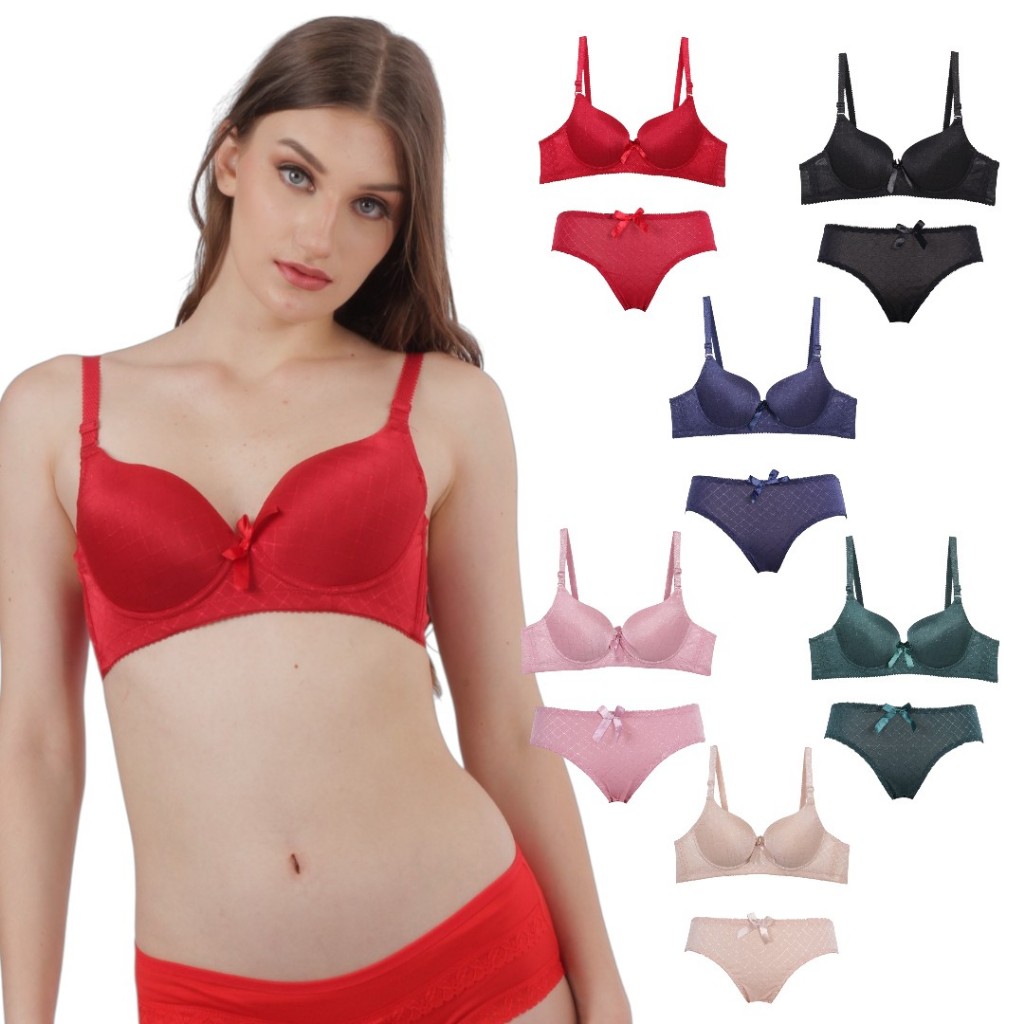 ข้อเสนอจํากัด!! SCALEN SECRET Size 36B - 42B Bra Set Satin Wire SS 718 Bra และ Cd