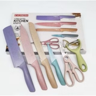 Pisau Dapur Set 6 in 1 Bahan Stainless Steel PREMIUM Kitchen Knife Set Stainless Steel Anti Lengket