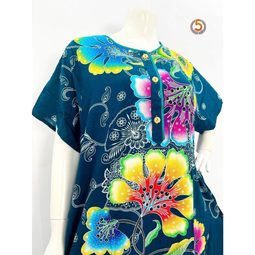 Daster DS 09 Bisban Collar LD 120 cm PB 113 cm Kencana Ungu Blue Label 3 กระดุมหน้าอก Busui Bumil