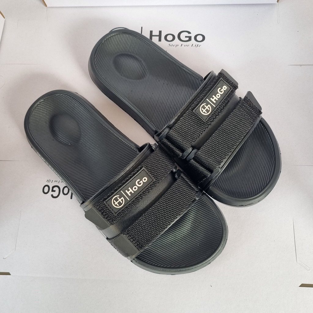 Hogo รองเท้าแตะผู้ชายสไลด์พร้อม TPR สายรัดสีดําเต็มรูปแบบด้านบน