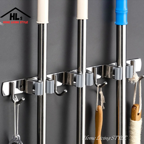 GANTUNGAN HLS Kapstok Mop Broom Holder สแตนเลส SUS 304 Mop Broom Hanger Clamp