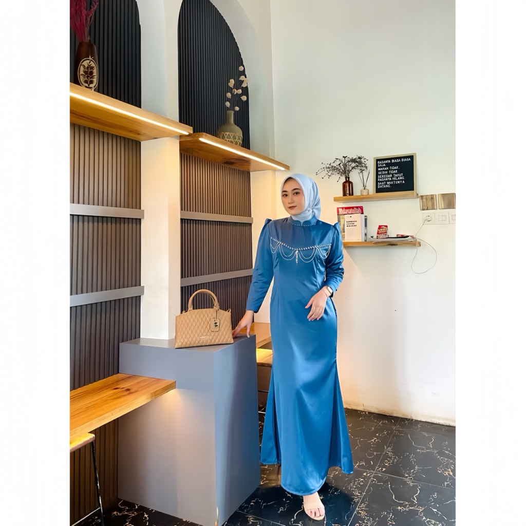 SATIN MAXI DRESS, BRIDESMAID PARTY DRESS, ผู้หญิง SATIN SILK GAMIS TOP, VIRAL PREMIUM