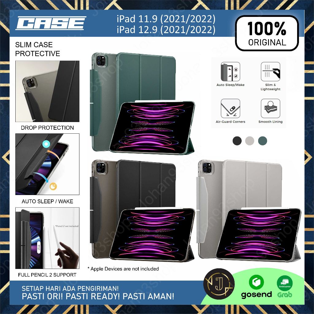 IPad Pro 11 12.9 M2/M1/2022/2021 Case Trifold Ascend Casing