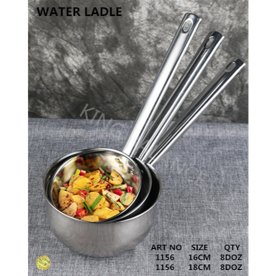 ห้องครัวสแตนเลส-ทัพพีทําอาหารสแตนเลสขนาดใหญ่ | Sode Sutil Wajan Kuali ป้องกันสนิม