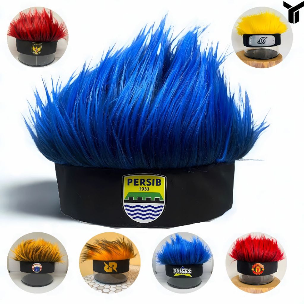 วิกผมผู้ชายหมวกสกรีน Persib Liga 1 UCL MPL Naruto คอสเพลย์หมวกผู้ชายวิกผม