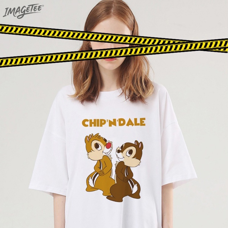 IMAGETEE Qiqi และดอกไม้และนม titi ลายการ์ตูนอายุลด street แฟชั่นส่วนบุคคลเสื้อยืดแขนสั้นผู้ชายและผู้