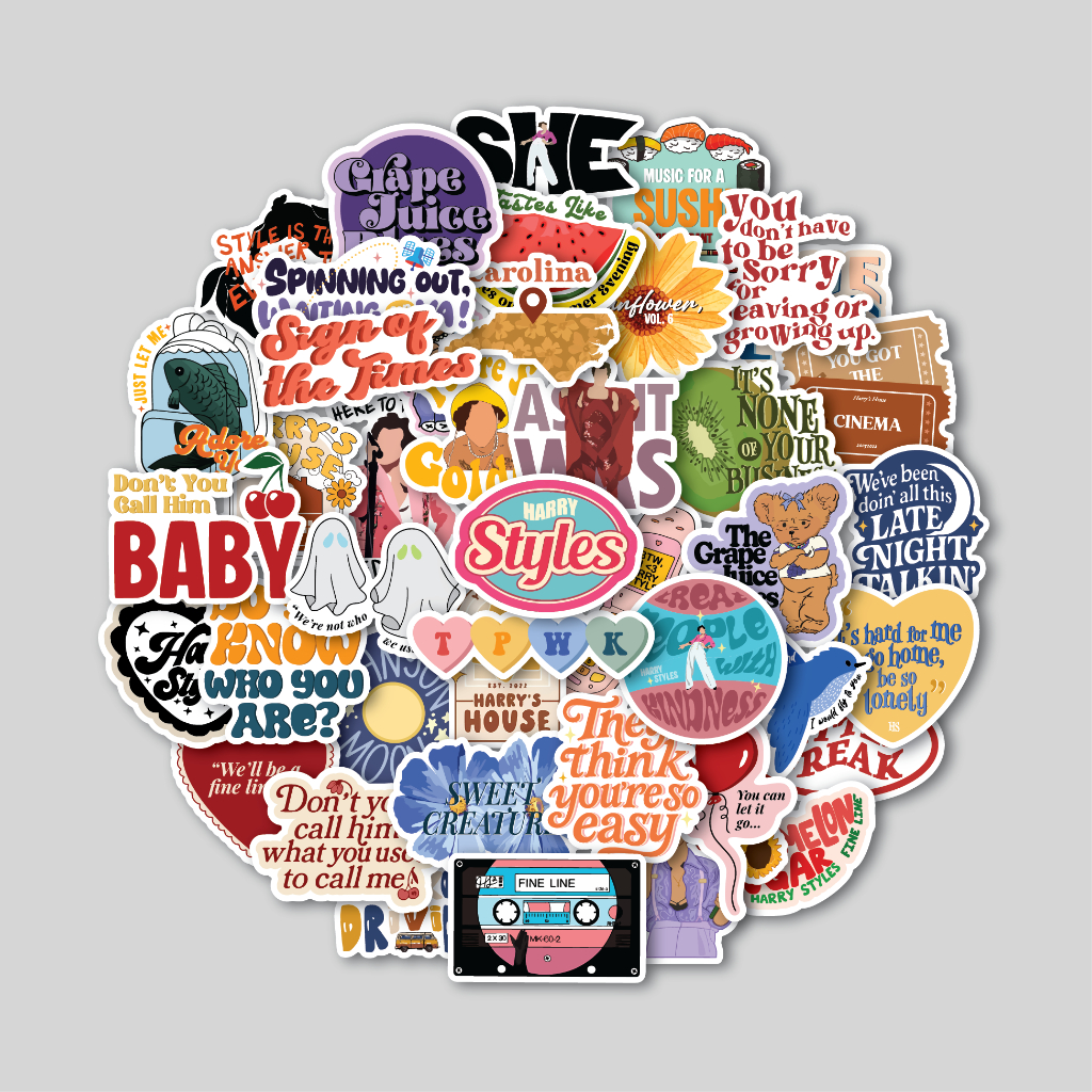 HARRY STYLES SONG STICKER PACK | สติ๊กเกอร์ TUMBLR | สติ๊กเกอร์แล็ปท็อปสําหรับกระเป๋าเดินทางและหมวกก