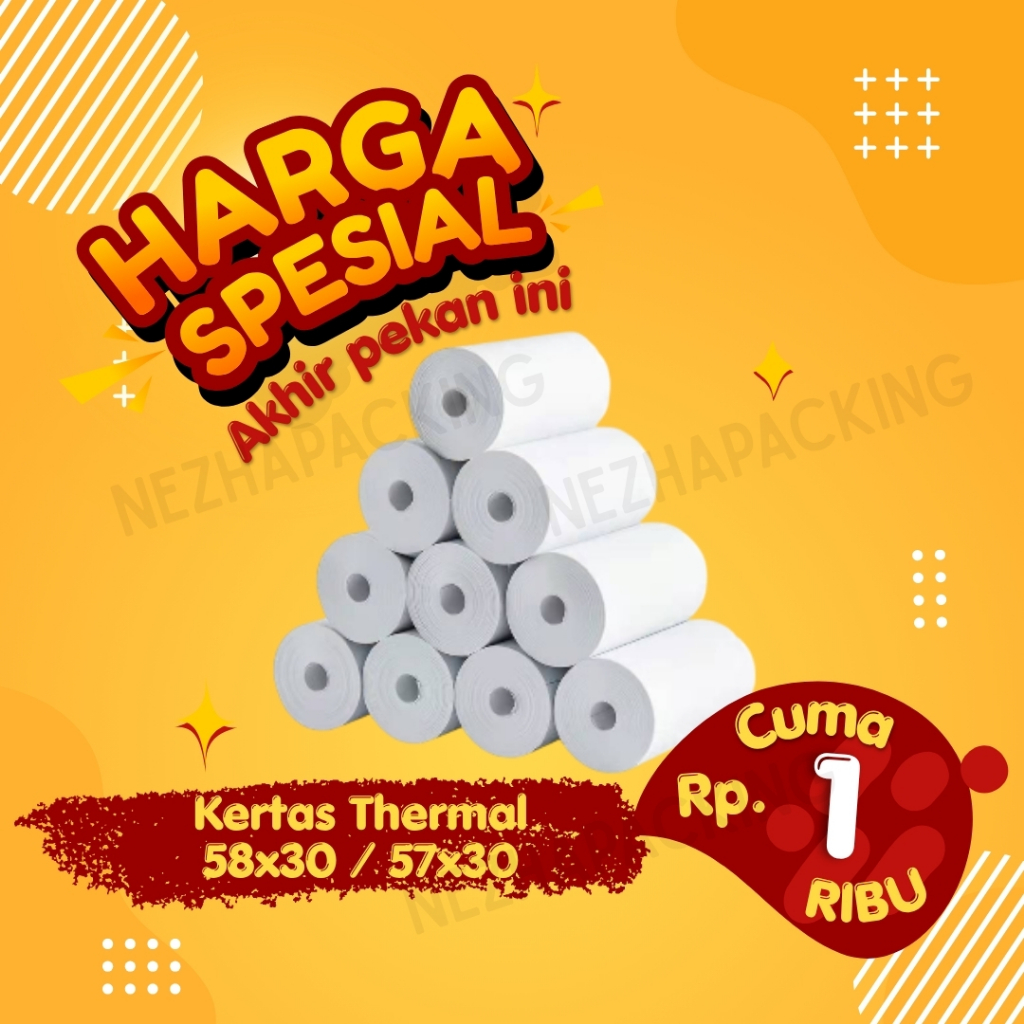 THERMAL กระดาษม้วน 58MM 58X30 57X30 THERMAL EDC THERMALT PRINTER MINI BLUETOOTH 58MM