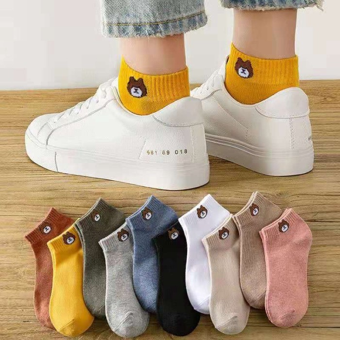 [300gr] F037 | BEAR SOCKS 10 PAIRS ฟรีกระเป๋าสีสุ่ม JSS