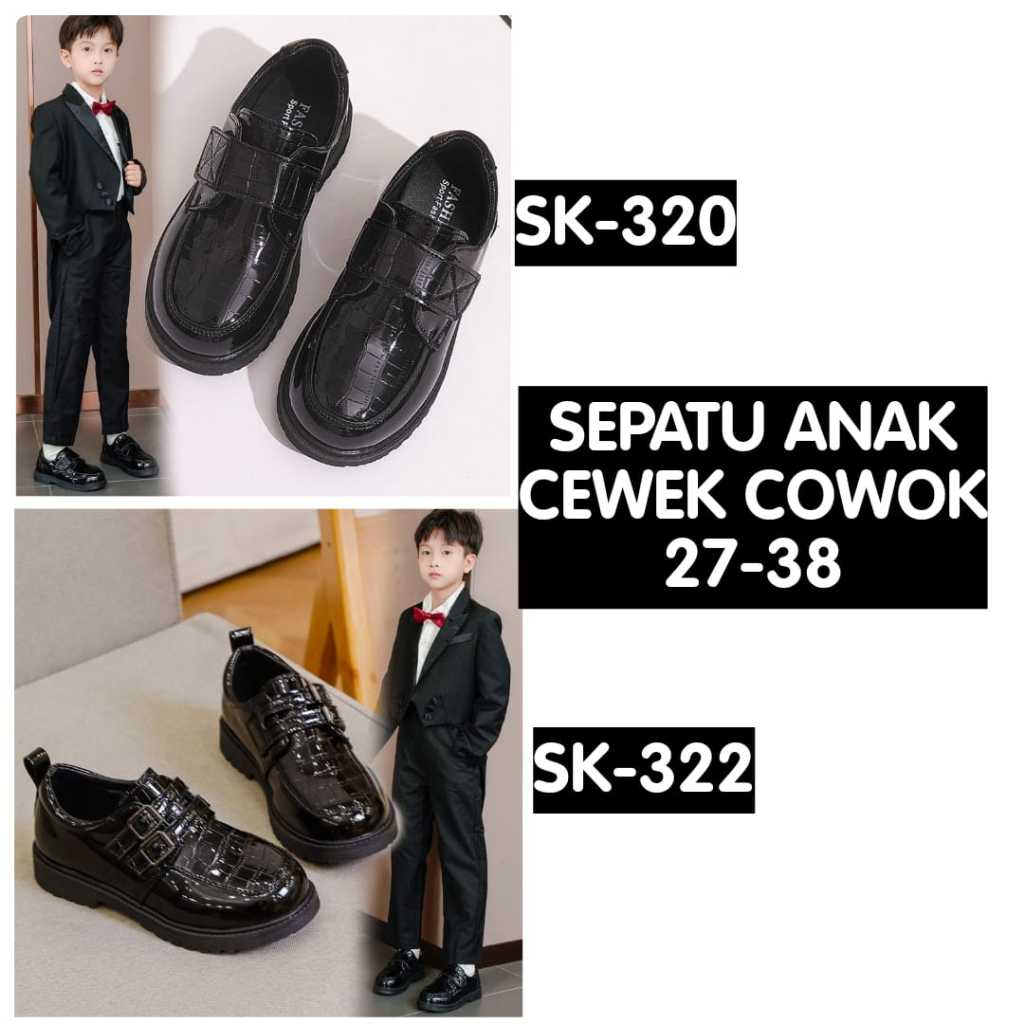 (LOLI-JKT) SP SK-322 SK-320 SCHOOL SHOES FOR GIRLS AND BOYS MADE OF PREMIUM LEATHER SIZE 27 - 38