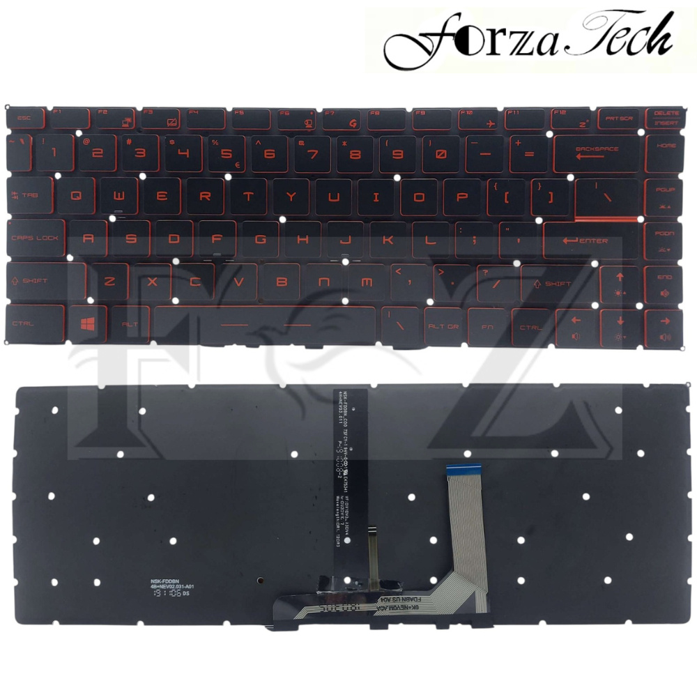 ใหม่ MSI GF63 GF63 8RC GF63 8RD GF63 Thin 9SC 10UC 11UD คีย์บอร์ดแบ็คไลท์สีแดงพร้อมการรับประกัน