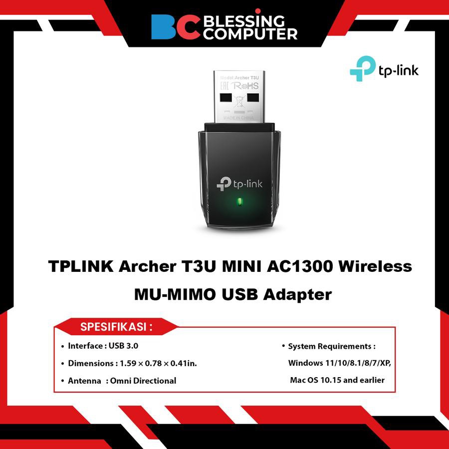 TPLINK Archer T3U MINI AC1300 อะแดปเตอร์ USB MU-MIMO ไร้สาย
