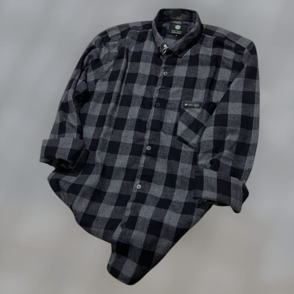 KEMEJA เสื้อเชิ้ตแขนยาวผู้ชาย,เสื้อเชิ้ตผ้าสักหลาดลายสก๊อตสีเทาสีดํา,เสื้อเชิ้ตทางการลําลองทรงเข้ารูป,ไซส์ L XL - รูปที่ 4