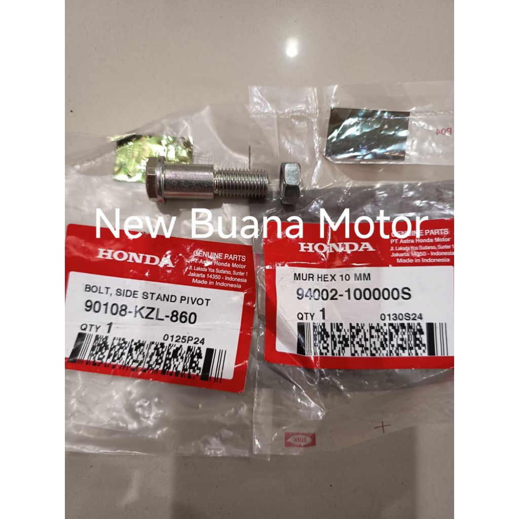 ขาตั้งข้างสลักเกลียวและถั่ว PCX Scoopy Vario 125 Vario 150 90108-KZL-860 94002-100000SSS