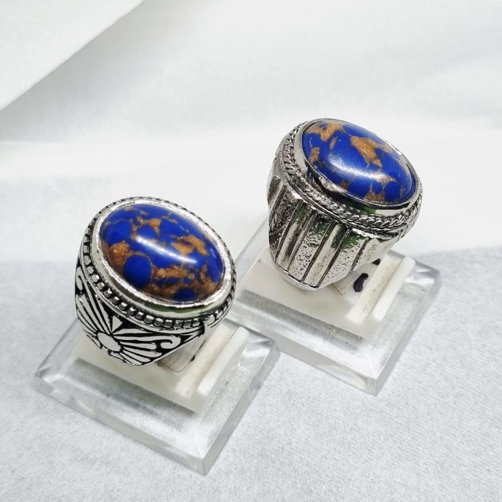Blue Mizone Gold Fiber Ring Stone Dim. 18มม