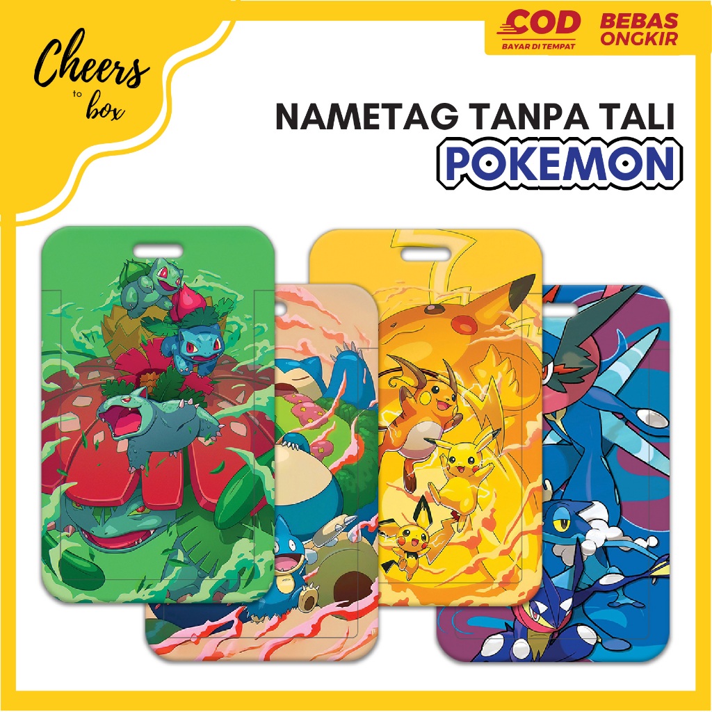 (N009) Pokemon Nametag Without Strap / Character Card Holder / Pikachu ID Card / Card Holder