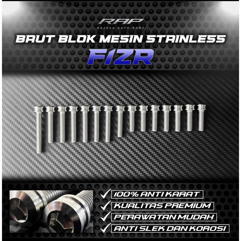 MESIN F1 F1ZR ENGINE BOLT สแตนเลส ANTI-RUST COSTUME TITANIUM รุ่น YAMAHA FIZR ENGINE BLOCK BOLTS