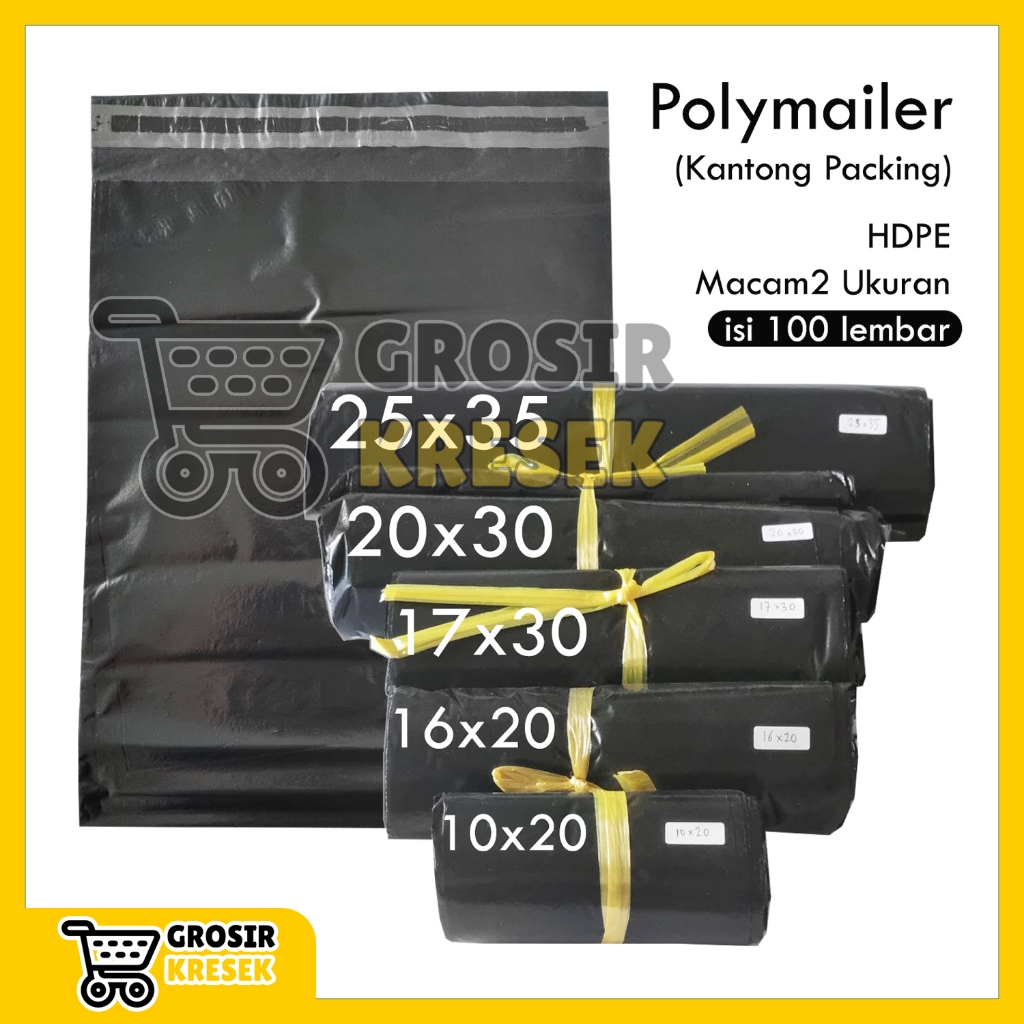 [VARIANT] AA7 Polymailer All Size Black Matte วัสดุ HDPE 100 แผ่น ความหนา 035 ถุงพลาสติก Packing Onl