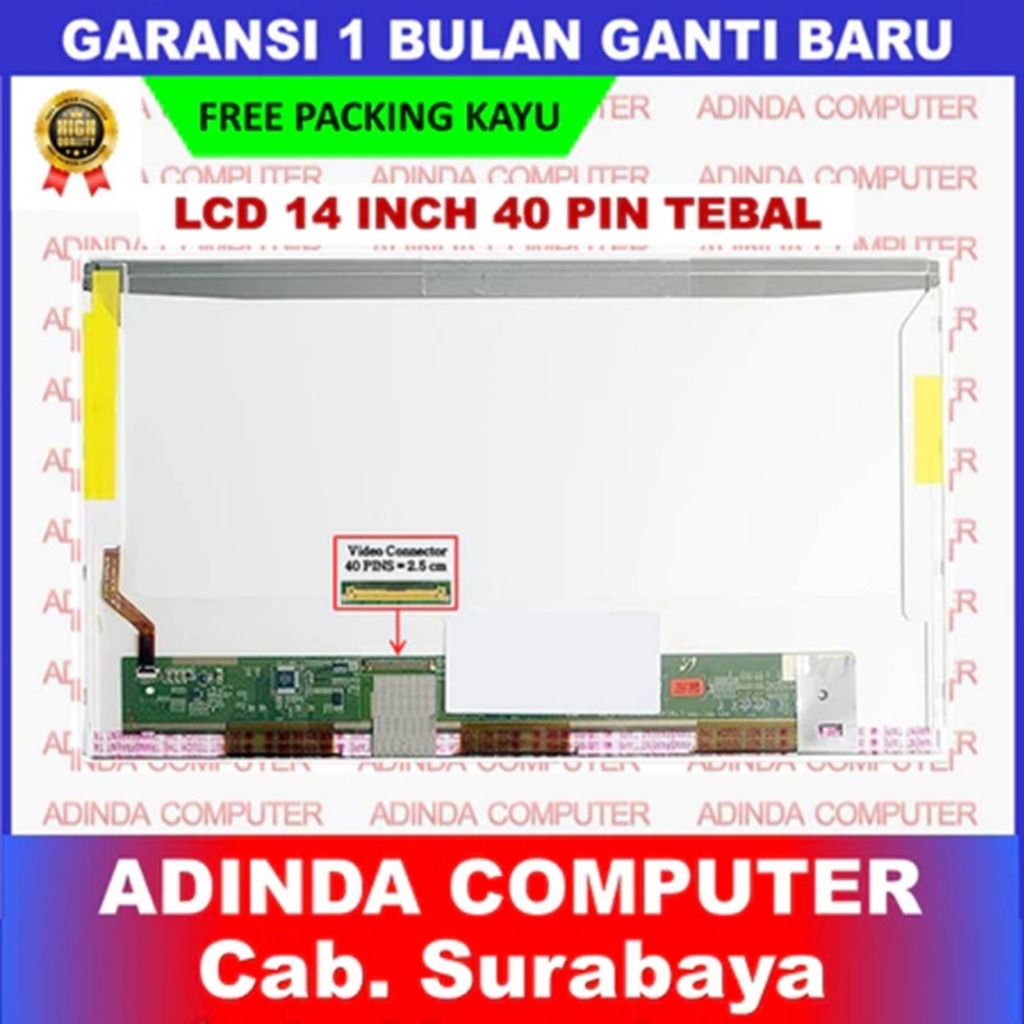 LCD LED Asus A45N A45V A45VD K401A K401I K40AB K40AE 14.0 14 นิ้ว 40 Pin 40pin หนา HD ไม่มีวงเล็บหู 