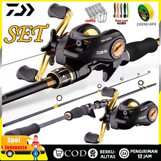 DAIWA Joran Pancing set lengkap 1.65-2.7m serat karbon joran pancing and 7.2:1 Gulungan Pancing Logam BC Casting Reel Fishing Set Accessories