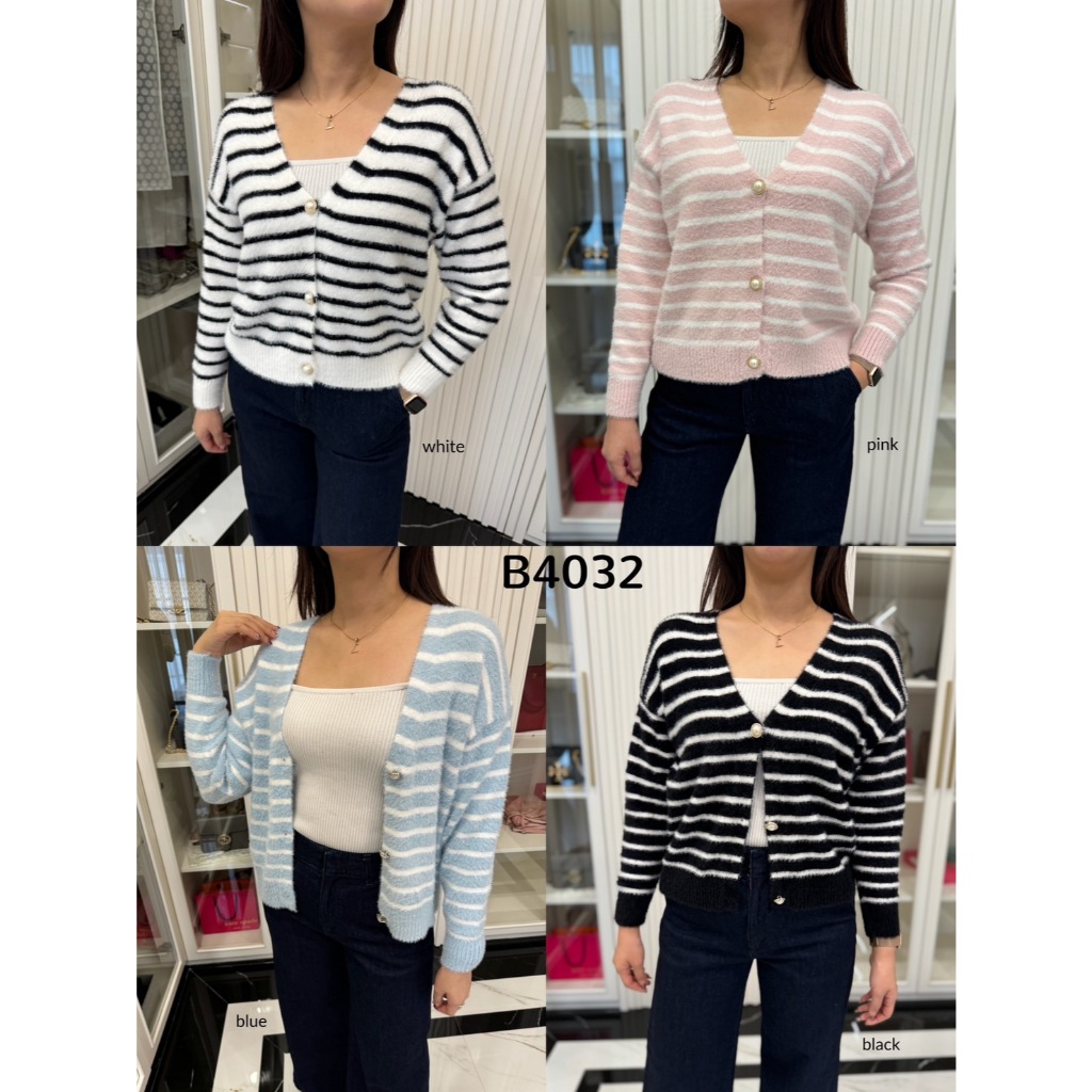 [FG] คาร์ดิแกนหลวม Friday Furry Stripe B4032
