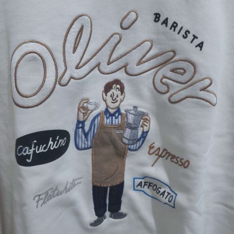 เสื้อกันหนาว Olzen oliver คอกลมสีเบจ สีขาวหัก ( bw) สีขาวงาช้าง