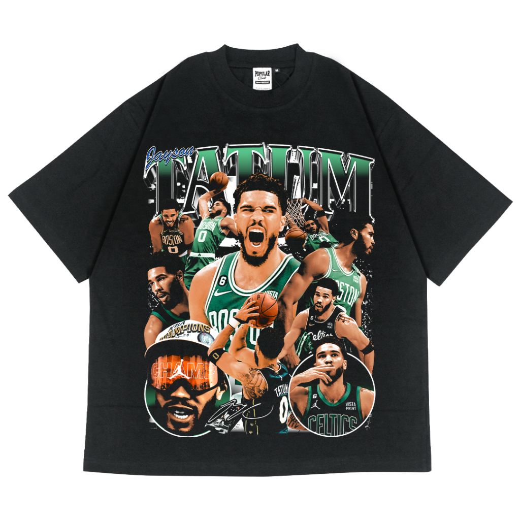 Jayson Tatum Oversize HEAVYWEIGHT 16s เสื้อยืดสีดํายอดนิยม