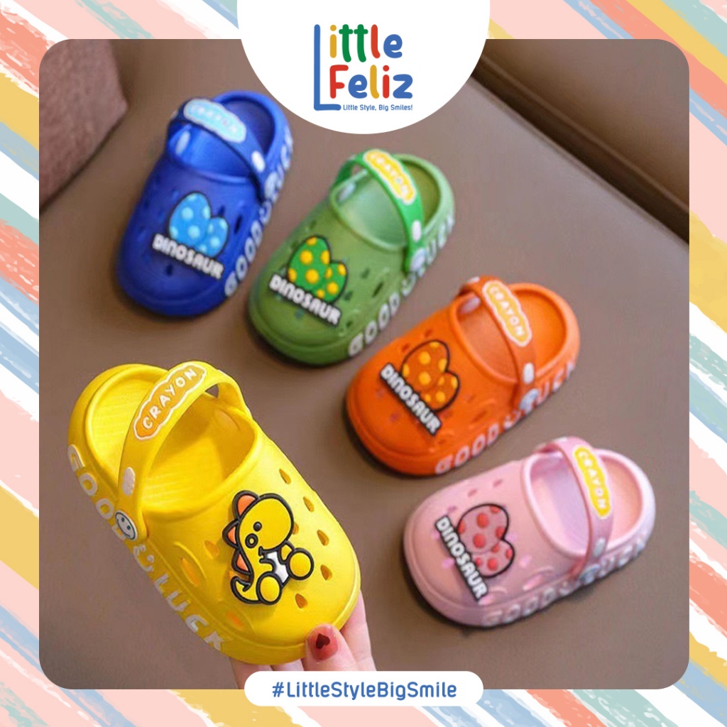 Littlefeliz SA14 รองเท้าแตะเด็ก Unisex สําหรับเด็กชายและเด็กหญิง Dino วัสดุยางน้ําหนักเบา Anti-Slip 