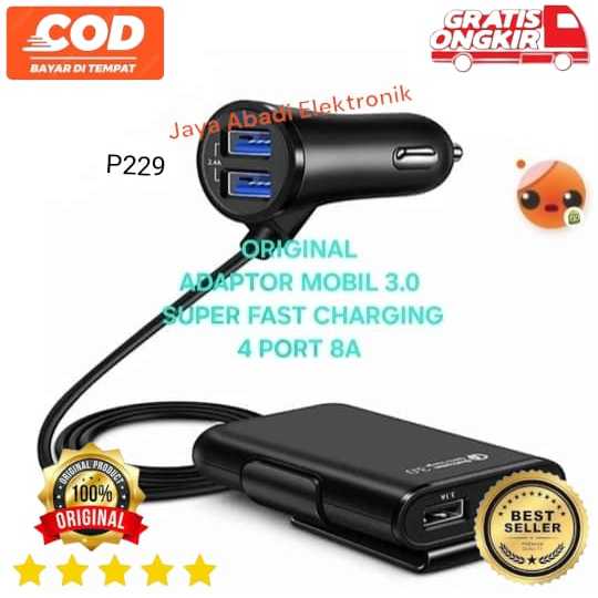 HP P229 รถเดิม ADAPTER USB 4 พอร์ตซ็อกเก็ต 4 SUPER FAST CHARGING 3.0 40 WATT 8A รถ INPUT 12V 24V CHA
